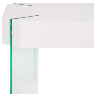 Safavieh Katelyn Rectangular Contemporary Glass Leg Coffee Table White / Clear Glass Legs Wood COF7002D