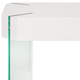 Safavieh Katelyn Rectangular Contemporary Glass Leg Coffee Table White / Clear Glass Legs Wood COF7002D