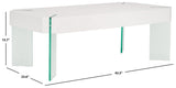 Safavieh Katelyn Rectangular Contemporary Glass Leg Coffee Table White / Clear Glass Legs Wood COF7002D