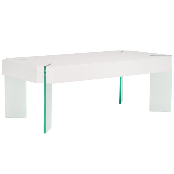 Safavieh Katelyn Rectangular Contemporary Glass Leg Coffee Table White / Clear Glass Legs Wood COF7002D