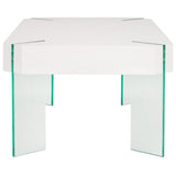 Safavieh Katelyn Rectangular Contemporary Glass Leg Coffee Table White / Clear Glass Legs Wood COF7002D