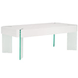 Safavieh Katelyn Rectangular Contemporary Glass Leg Coffee Table White / Clear Glass Legs Wood COF7002D