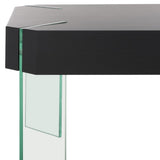 Safavieh Katelyn Rectangular Contemporary Glass Leg Coffee Table Black Stripe / Clear Glass Legs Wood COF7002E