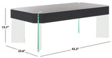 Safavieh Katelyn Rectangular Contemporary Glass Leg Coffee Table Black Stripe / Clear Glass Legs Wood COF7002E