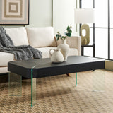 Safavieh Katelyn Rectangular Contemporary Glass Leg Coffee Table Black Stripe / Clear Glass Legs Wood COF7002E