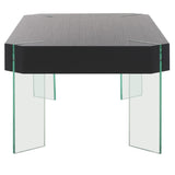 Safavieh Katelyn Rectangular Contemporary Glass Leg Coffee Table Black Stripe / Clear Glass Legs Wood COF7002E