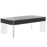 Safavieh Katelyn Rectangular Contemporary Glass Leg Coffee Table Black Stripe / Clear Glass Legs Wood COF7002E