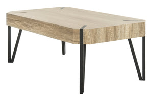 Safavieh Liann Rustic Midcentury Coffee Table With Industrial Hairpin Legs For Modern Living Spaces Decor Multi Brown/Black Metal Legs COF7003A