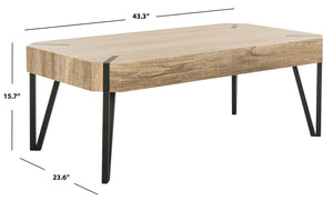 Safavieh Liann Rustic Midcentury Coffee Table With Industrial Hairpin Legs For Modern Living Spaces Decor Multi Brown/Black Metal Legs COF7003A