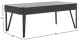 Safavieh Liann Rustic Midcentury Wood Top Coffee Table Black Stripe / Black Wood COF7003B