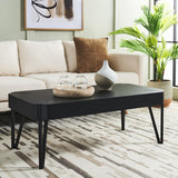 Safavieh Liann Rustic Midcentury Wood Top Coffee Table Black Stripe / Black Wood COF7003B