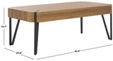 Safavieh Liann Rustic Midcentury Wood Top Coffee Table Natural Brown / Black Wood COF7003C