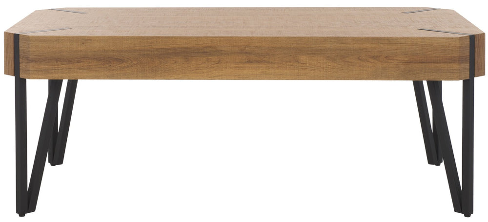 Safavieh Liann Rustic Midcentury Coffee Table With Industrial Hairpin Legs For Modern Living Spaces Decor Natural Brown / Black COF7003C