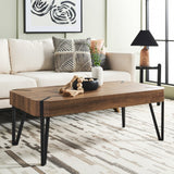 Safavieh Liann Rustic Midcentury Wood Top Coffee Table Natural Brown / Black Wood COF7003C