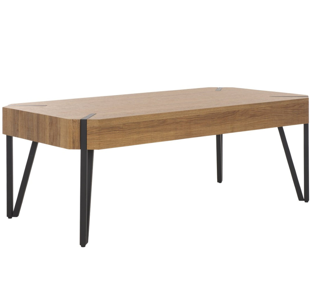 Safavieh Liann Rustic Midcentury Coffee Table With Industrial Hairpin Legs For Modern Living Spaces Decor Natural Brown / Black COF7003C