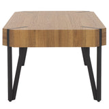 Safavieh Liann Rustic Midcentury Wood Top Coffee Table Natural Brown / Black Wood COF7003C