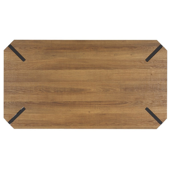 Safavieh Liann Rustic Midcentury Wood Top Coffee Table Natural Brown / Black Wood COF7003C