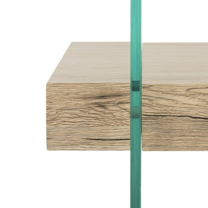 Safavieh Kayley Rectangular Glass Coffee Table - Parisian-Inspired Elegance With Natural Wood Shelf Storage COF7004A