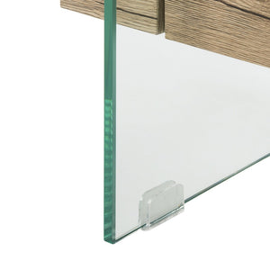 Safavieh Kayley Rectangular Glass Coffee Table - Parisian-Inspired Elegance With Natural Wood Shelf Storage COF7004A
