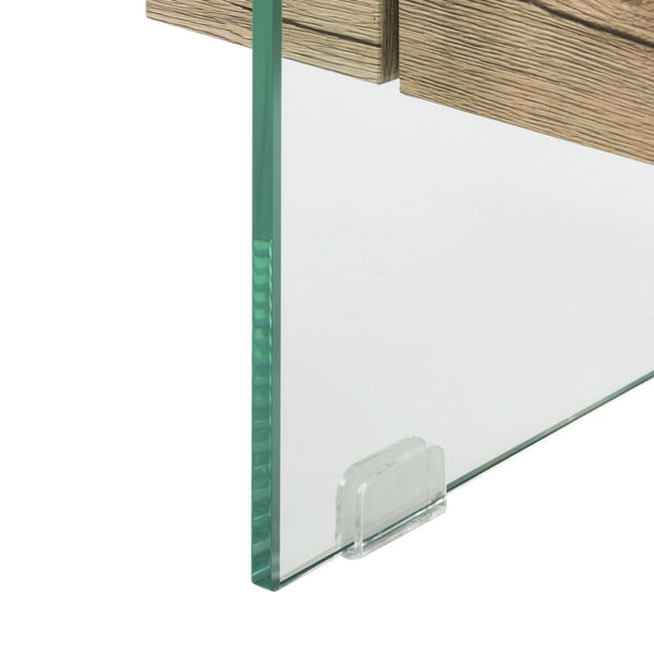 Safavieh Kayley Rectangular Glass Coffee Table - Parisian-Inspired Elegance With Natural Wood Shelf Storage COF7004A