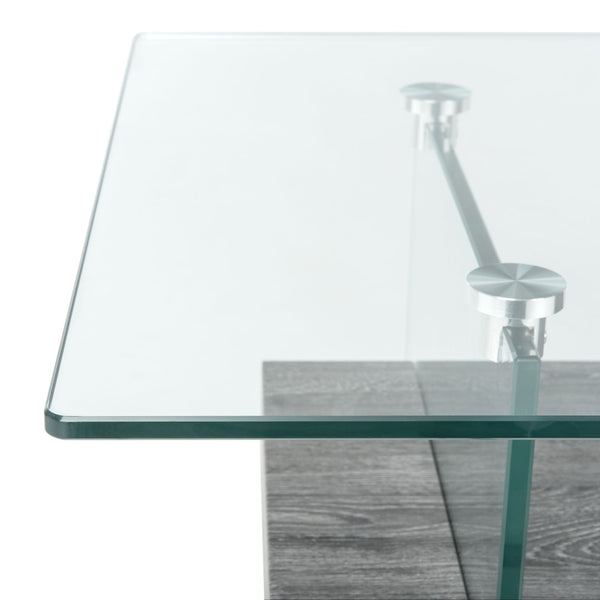 Safavieh Kayley Contemporary Coffee Table With Elegant Minimalist Design And Stylish Storage Shelf For Living Rooms Glass/Black Oak Wood Shelf COF7004B