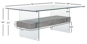 Safavieh Kayley Contemporary Coffee Table With Elegant Minimalist Design And Stylish Storage Shelf For Living Rooms Glass/Black Oak Wood Shelf COF7004B
