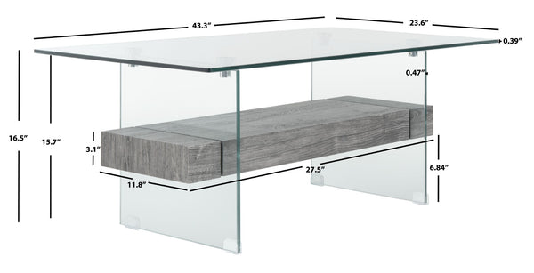 Safavieh Kayley Contemporary Coffee Table With Elegant Minimalist Design And Stylish Storage Shelf For Living Rooms Glass/Black Oak Wood Shelf COF7004B