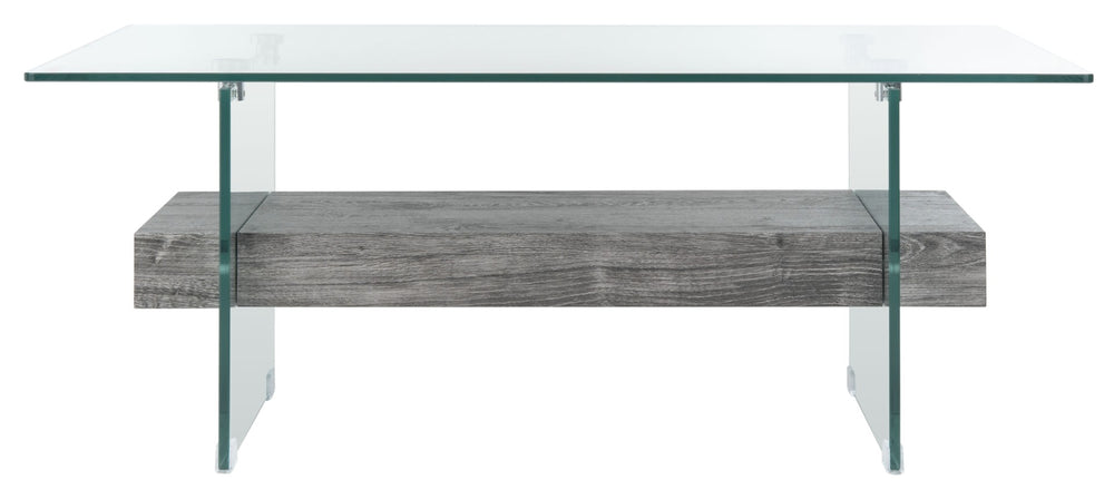 Safavieh Kayley Contemporary Coffee Table With Elegant Minimalist Design And Stylish Storage Shelf For Living Rooms Glass/Black Oak Wood Shelf COF7004B