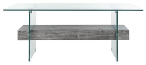Safavieh Kayley Contemporary Coffee Table With Elegant Minimalist Design And Stylish Storage Shelf For Living Rooms Glass/Black Oak Wood Shelf COF7004B