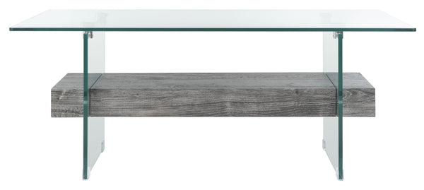 Safavieh Kayley Contemporary Coffee Table With Elegant Minimalist Design And Stylish Storage Shelf For Living Rooms Glass/Black Oak Wood Shelf COF7004B