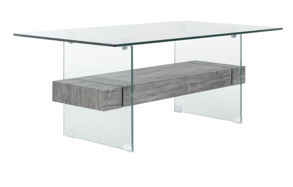 Safavieh Kayley Contemporary Coffee Table With Elegant Minimalist Design And Stylish Storage Shelf For Living Rooms Glass/Black Oak Wood Shelf COF7004B