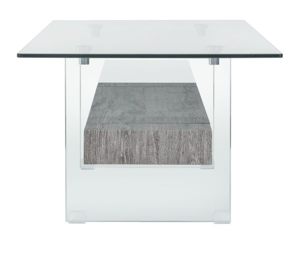 Safavieh Kayley Contemporary Coffee Table With Elegant Minimalist Design And Stylish Storage Shelf For Living Rooms Glass/Black Oak Wood Shelf COF7004B