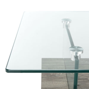 Safavieh Kayley Contemporary Coffee Table With Elegant Minimalist Design And Stylish Storage Shelf For Living Rooms Glass/Grey Oak Wood Shelf COF7004C