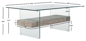 Safavieh Kayley Contemporary Coffee Table With Elegant Minimalist Design And Stylish Storage Shelf For Living Rooms Glass/Grey Oak Wood Shelf COF7004C