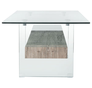 Safavieh Kayley Contemporary Coffee Table With Elegant Minimalist Design And Stylish Storage Shelf For Living Rooms Glass/Grey Oak Wood Shelf COF7004C
