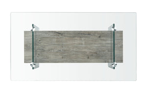Safavieh Kayley Contemporary Coffee Table With Elegant Minimalist Design And Stylish Storage Shelf For Living Rooms Glass/Grey Oak Wood Shelf COF7004C