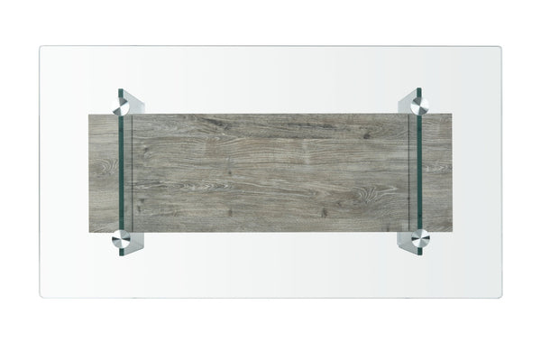 Safavieh Kayley Contemporary Coffee Table With Elegant Minimalist Design And Stylish Storage Shelf For Living Rooms Glass/Grey Oak Wood Shelf COF7004C