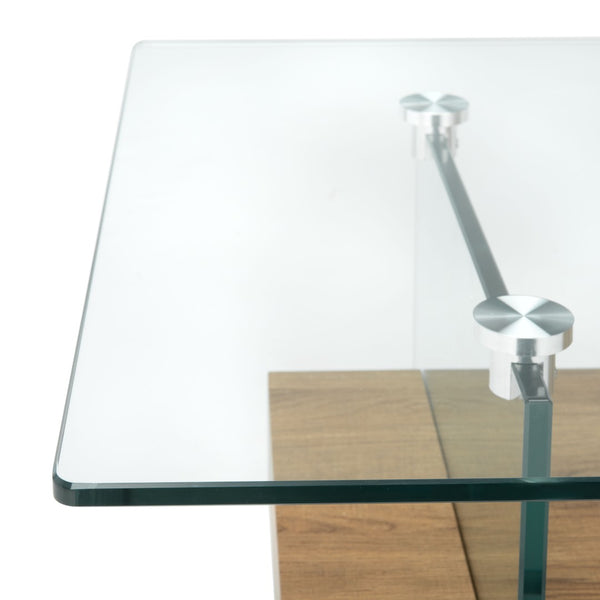 Safavieh Kayley Contemporary Coffee Table With Elegant Minimalist Design And Stylish Storage Shelf For Living Rooms Glass/Natural Brown Wood Shelf COF7004D