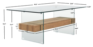 Safavieh Kayley Contemporary Coffee Table With Elegant Minimalist Design And Stylish Storage Shelf For Living Rooms Glass/Natural Brown Wood Shelf COF7004D