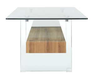 Safavieh Kayley Contemporary Coffee Table With Elegant Minimalist Design And Stylish Storage Shelf For Living Rooms Glass/Natural Brown Wood Shelf COF7004D