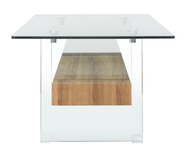 Safavieh Kayley Contemporary Coffee Table With Elegant Minimalist Design And Stylish Storage Shelf For Living Rooms Glass/Natural Brown Wood Shelf COF7004D