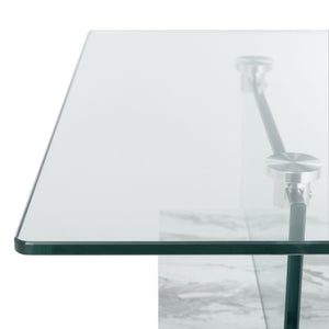 Safavieh Kayley Contemporary Coffee Table With Elegant Minimalist Design And Stylish Storage Shelf For Living Rooms Glass/Faux White Marble COF7004E