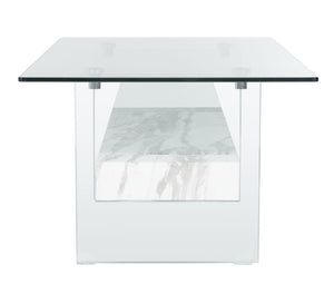 Safavieh Kayley Contemporary Coffee Table With Elegant Minimalist Design And Stylish Storage Shelf For Living Rooms Glass/Faux White Marble COF7004E
