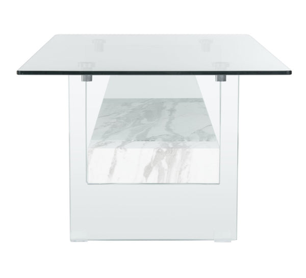 Safavieh Kayley Contemporary Coffee Table With Elegant Minimalist Design And Stylish Storage Shelf For Living Rooms Glass/Faux White Marble COF7004E