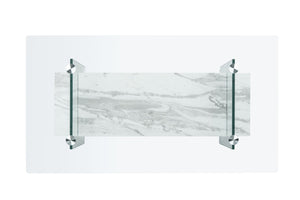 Safavieh Kayley Contemporary Coffee Table With Elegant Minimalist Design And Stylish Storage Shelf For Living Rooms Glass/Faux White Marble COF7004E