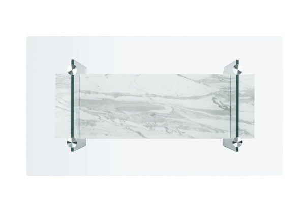 Safavieh Kayley Contemporary Coffee Table With Elegant Minimalist Design And Stylish Storage Shelf For Living Rooms Glass/Faux White Marble COF7004E
