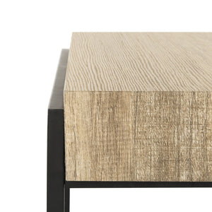 Safavieh Alexander Contemporary Rustic Coffee Table - Staggered Wooden Blocks With Industrial Metal Frame Multi Brown/Black Metal Legs COF7005A