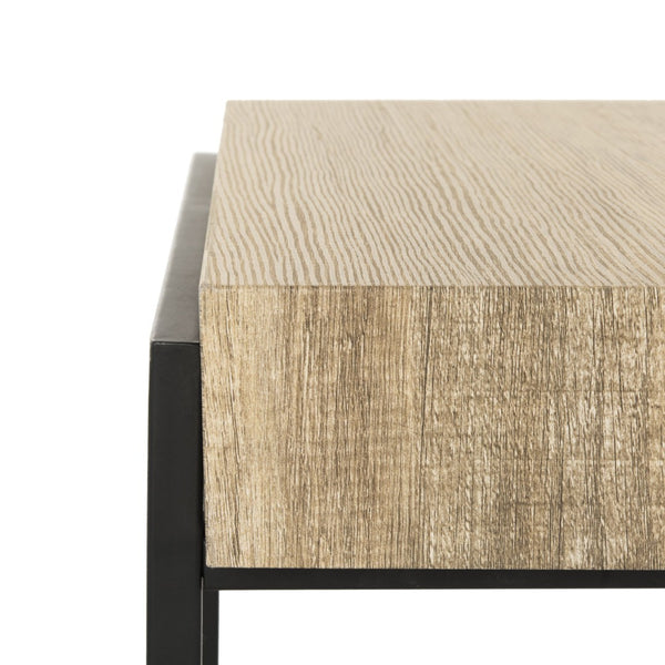 Safavieh Alexander Contemporary Rustic Coffee Table - Staggered Wooden Blocks With Industrial Metal Frame Multi Brown/Black Metal Legs COF7005A