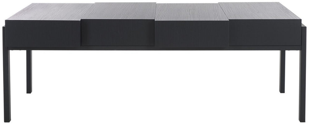 Safavieh Alexander Rectangular Contemporary Rustic Coffee Table Black Stripe /Black Wood COF7005B