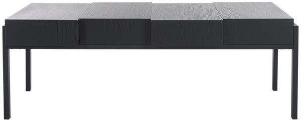 Safavieh Alexander Rectangular Contemporary Rustic Coffee Table Black Stripe /Black Wood COF7005B